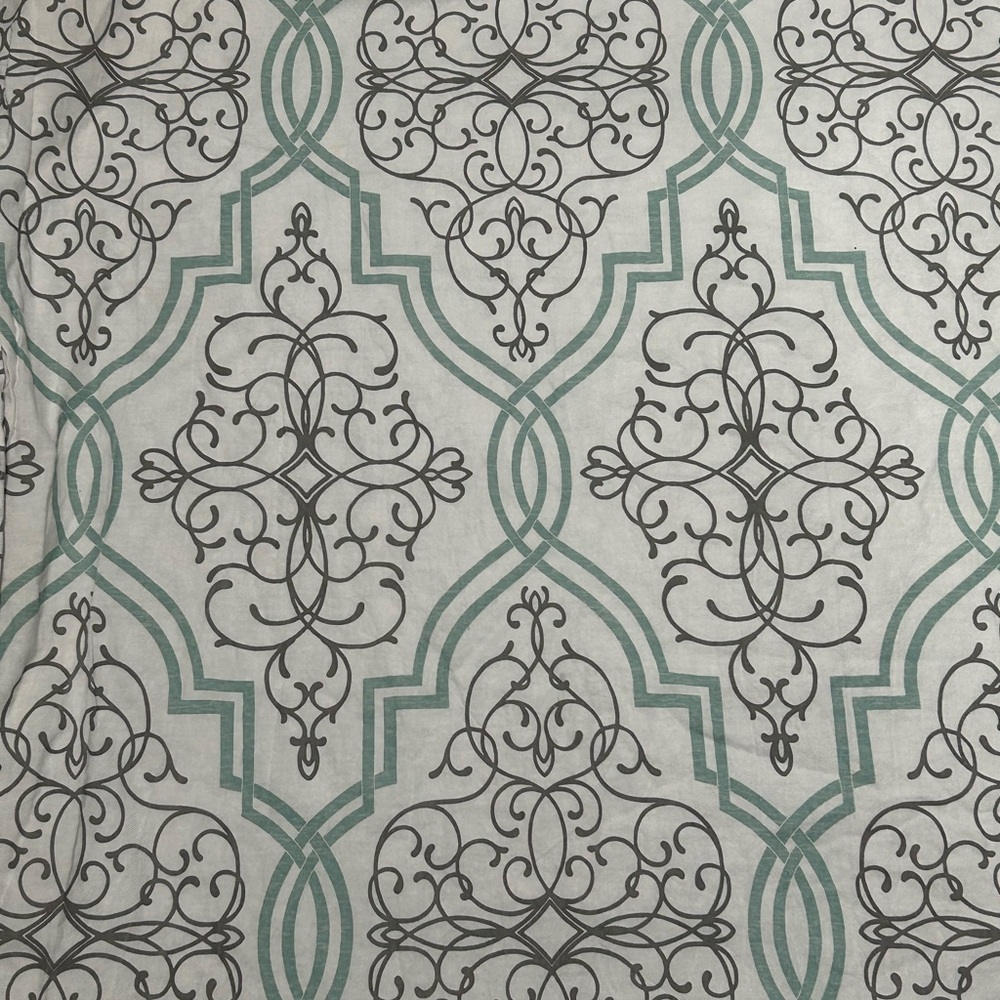 Elegant Black and Green Patterned Fabric Cotton Shower curtain